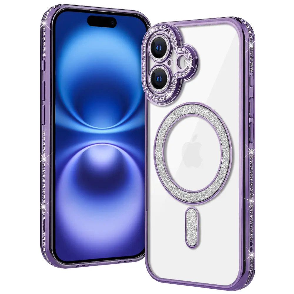 Samsung Galaxy S25 Ultra Magsafe Clear Case Diamond with Camera Protection Purple