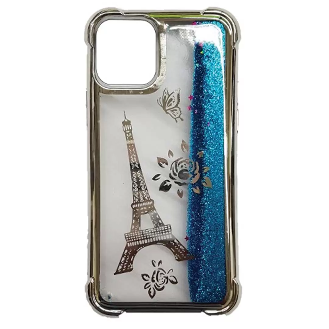 iPhone 14 Pro Max Waterfall Protective Case Silver Eiffel Tower