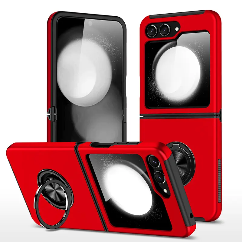 Samsung Galaxy Z Flip 7 Magnetic Ring Stand Hybrid Case Red