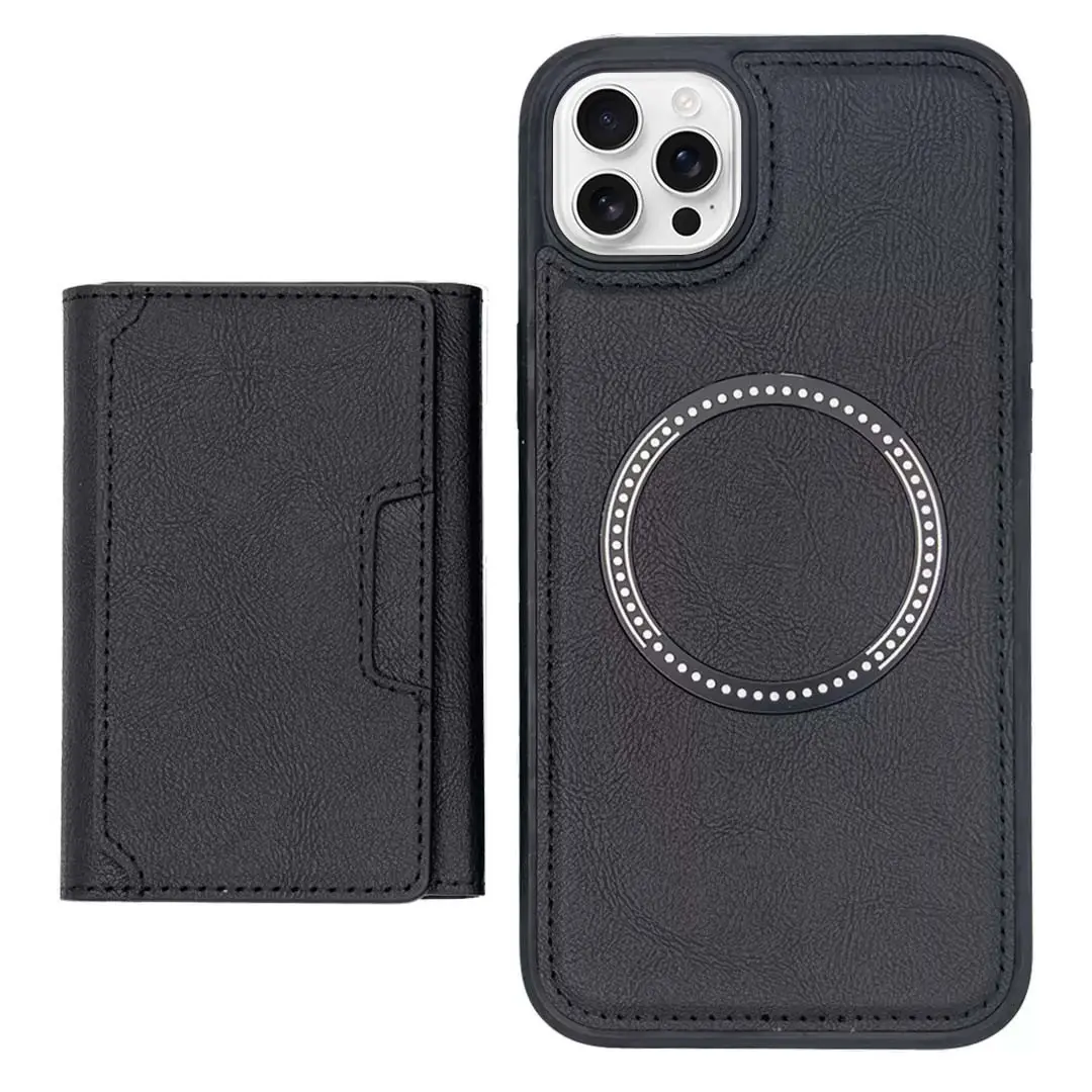 iPhone 15 Pro Max/iPhone 14 Pro Max Modern Card Holder Case Magsafe Detachable Black