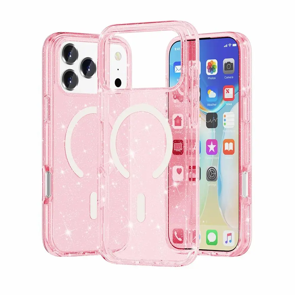 iPhone 18 Pro Max/iPhone 17 Pro Max Fleck Glitter Magsafe Case Pink (moq:25)