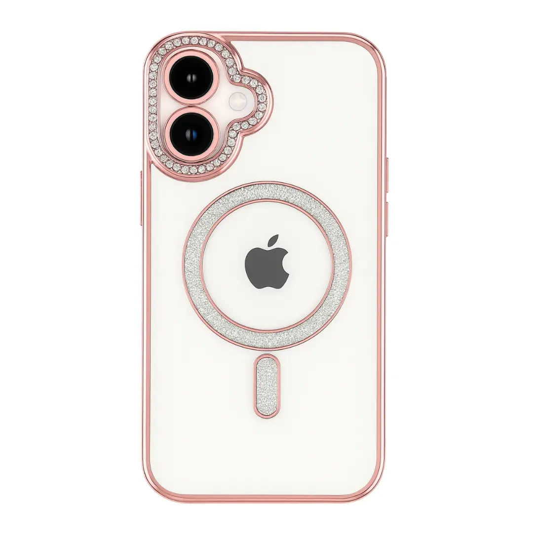 iPhone 17 Magsafe Clear Case Diamond with Camera Protection Rose Gold