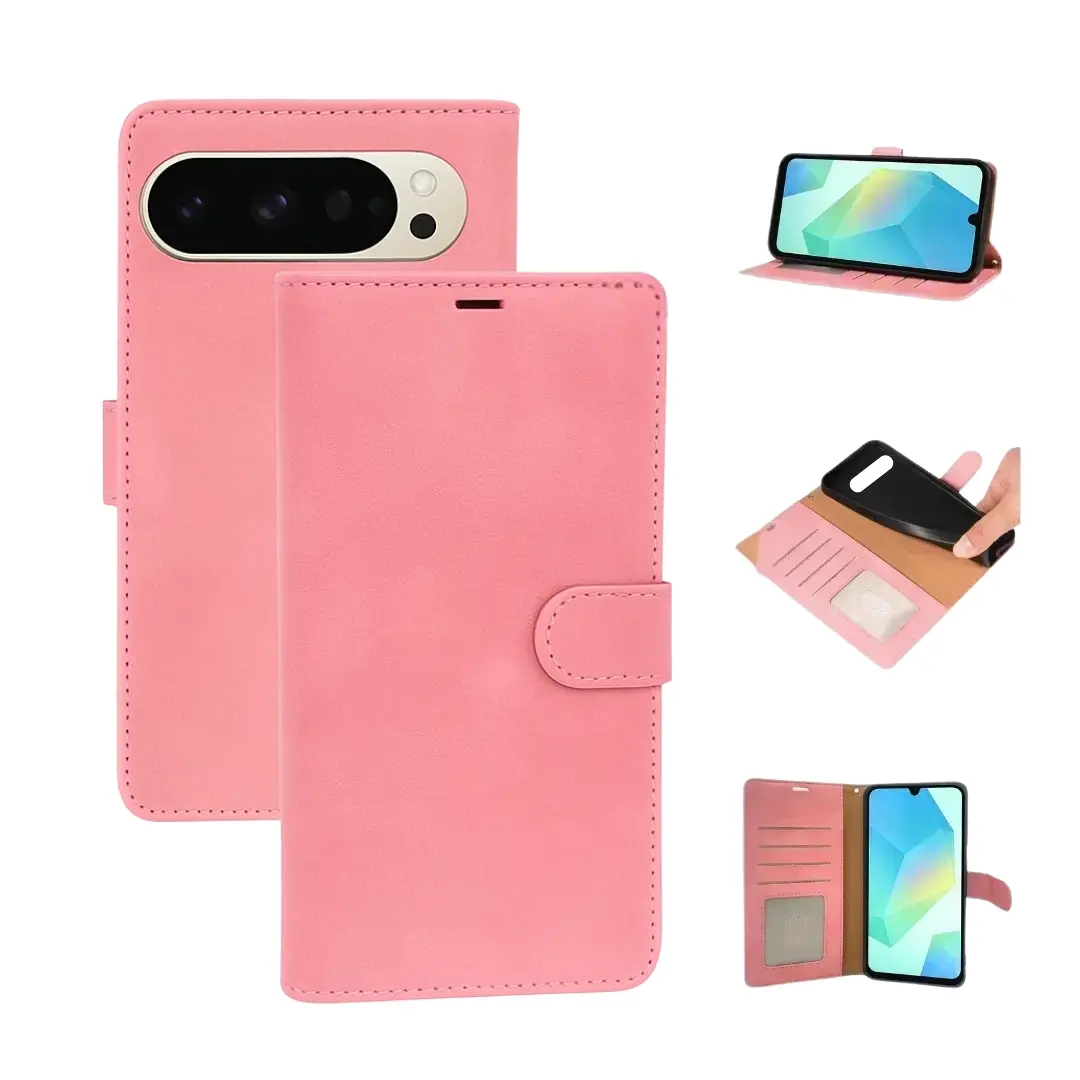 Google Pixel 9A PU Leather Wallet Case Pink