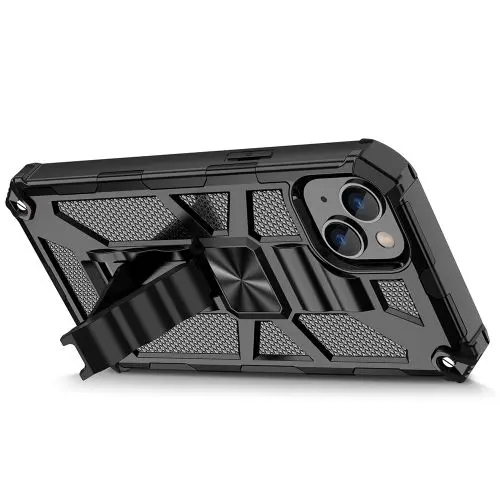 iPhone 14 Vertical Kickstand Black TPU Corner Edges Case