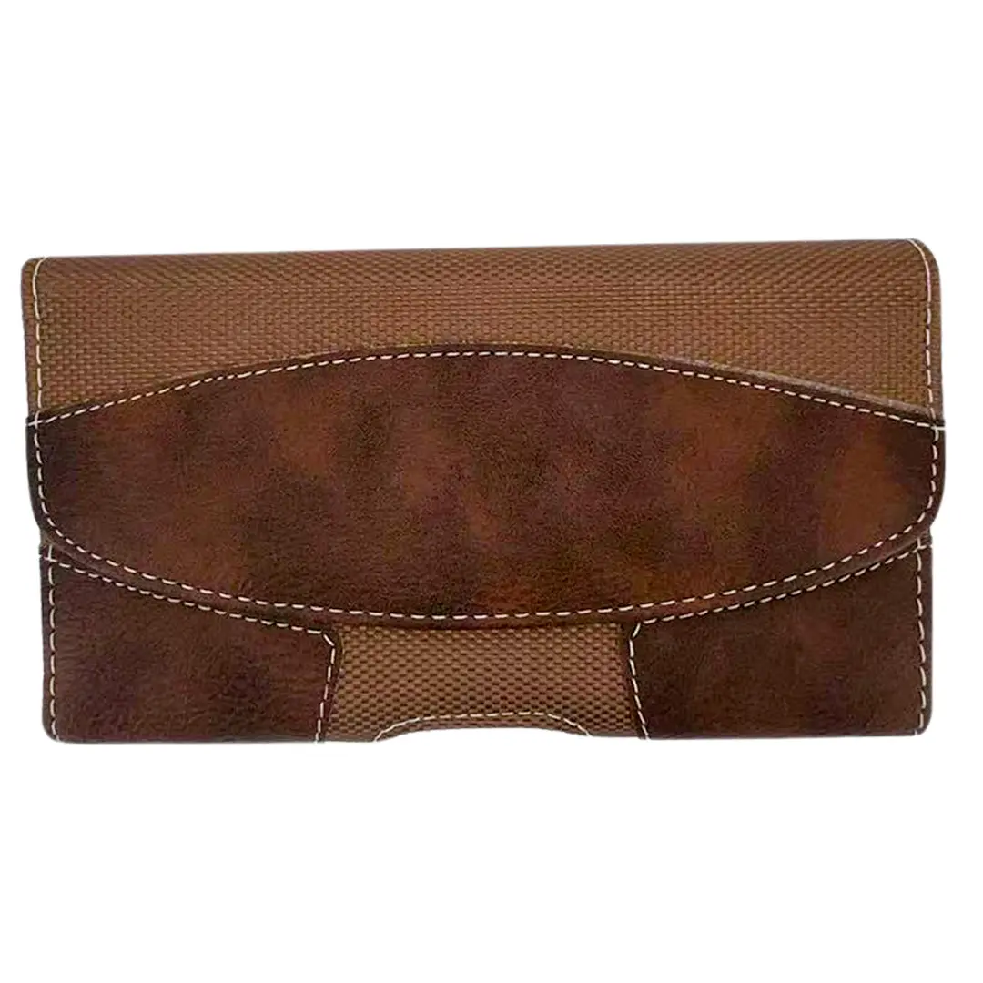 Horizontal Lychee leather Pouch Brown 7.0 inch