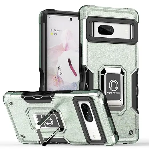 Google Pixel 10 Pro XL Strong Tough Metallic Design Hybrid Premium Kickstand Case Green