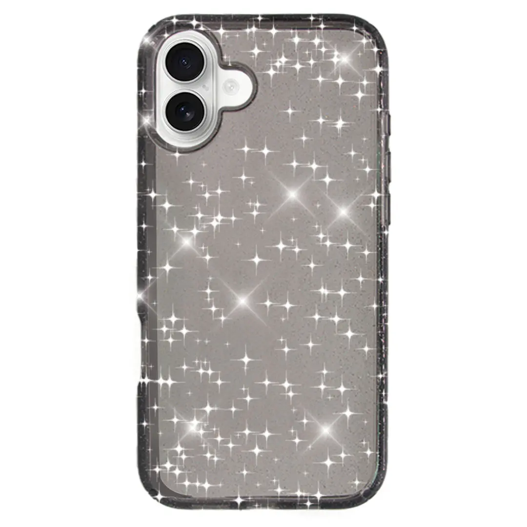 iPhone 16 Plus Fleck Glitter Case Clear Black