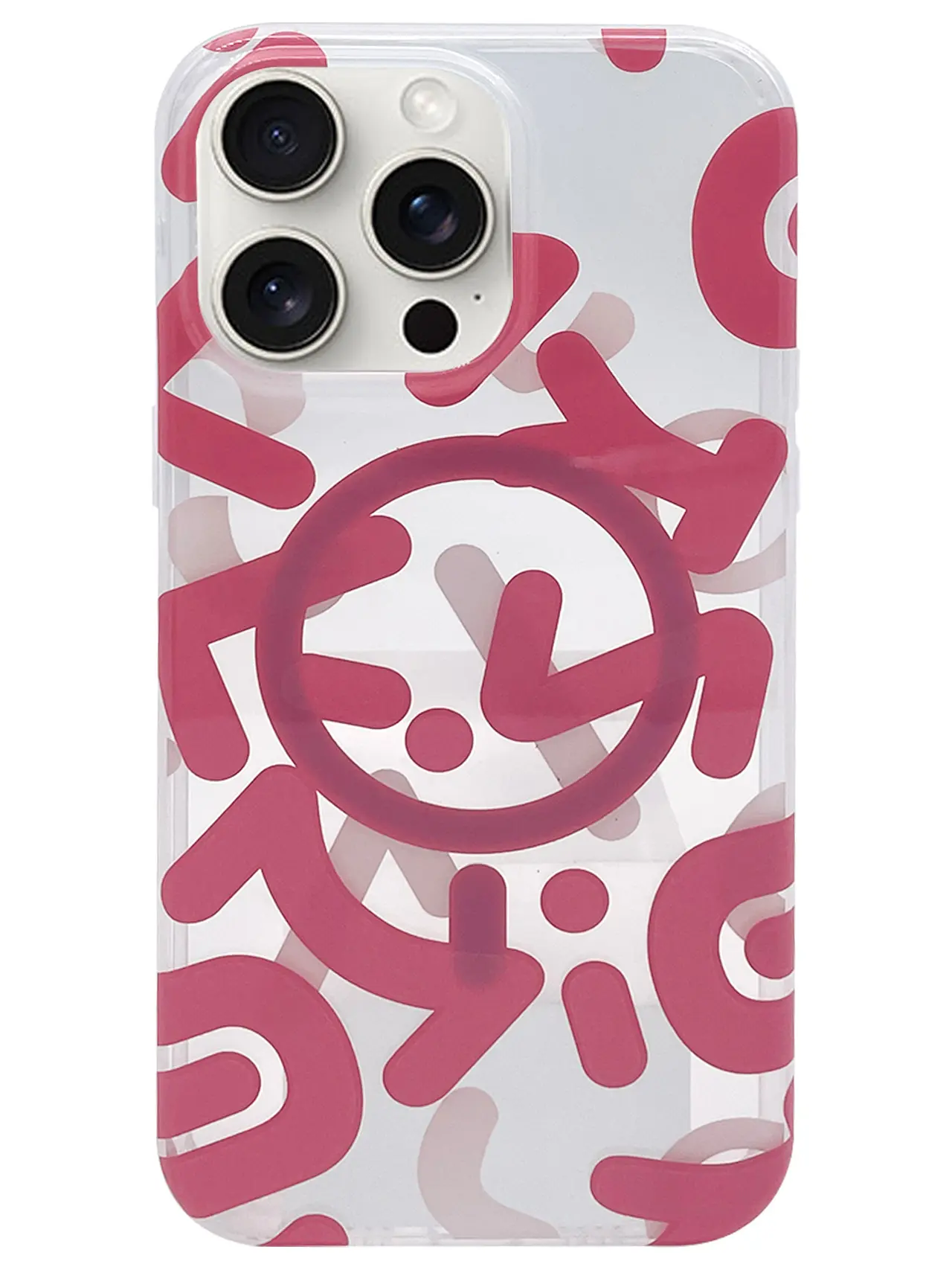 iPhone 15 Pro Max Designed Case MagSafe Alphabet Graffiti Pink