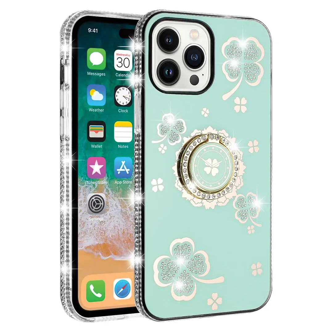 iPhone 14 Pro Bling Diamond Lucky Case Blue