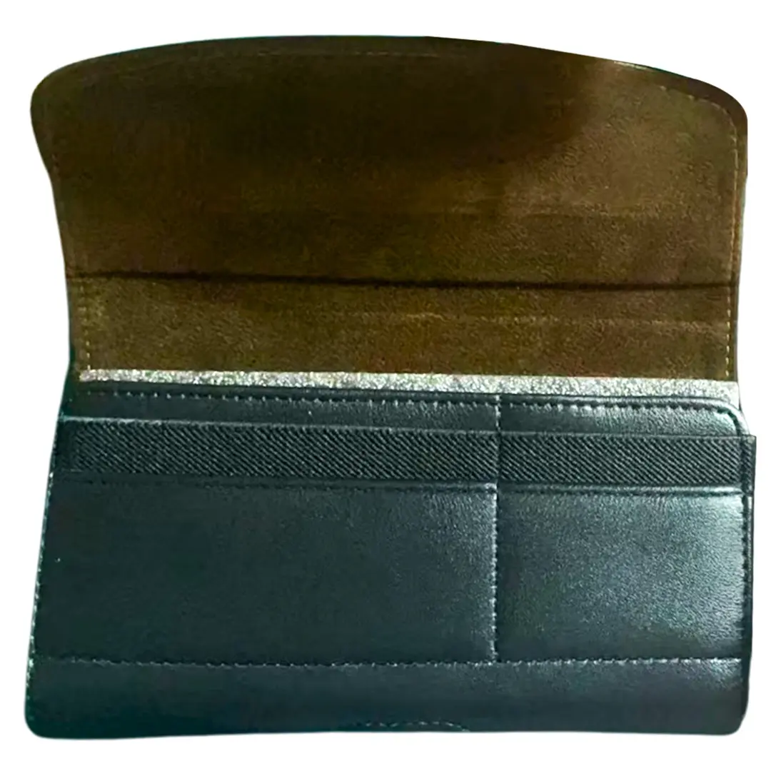 Horizontal Leather Card Holder Pouch Black 7.0 inch