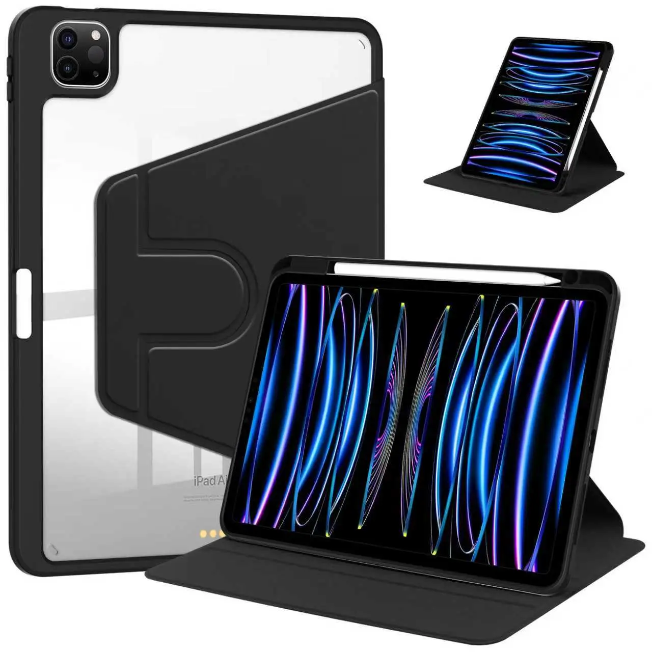 iPad 10.9" (2022)/iPad 11" 2025 Acrylic Rotation Case Black