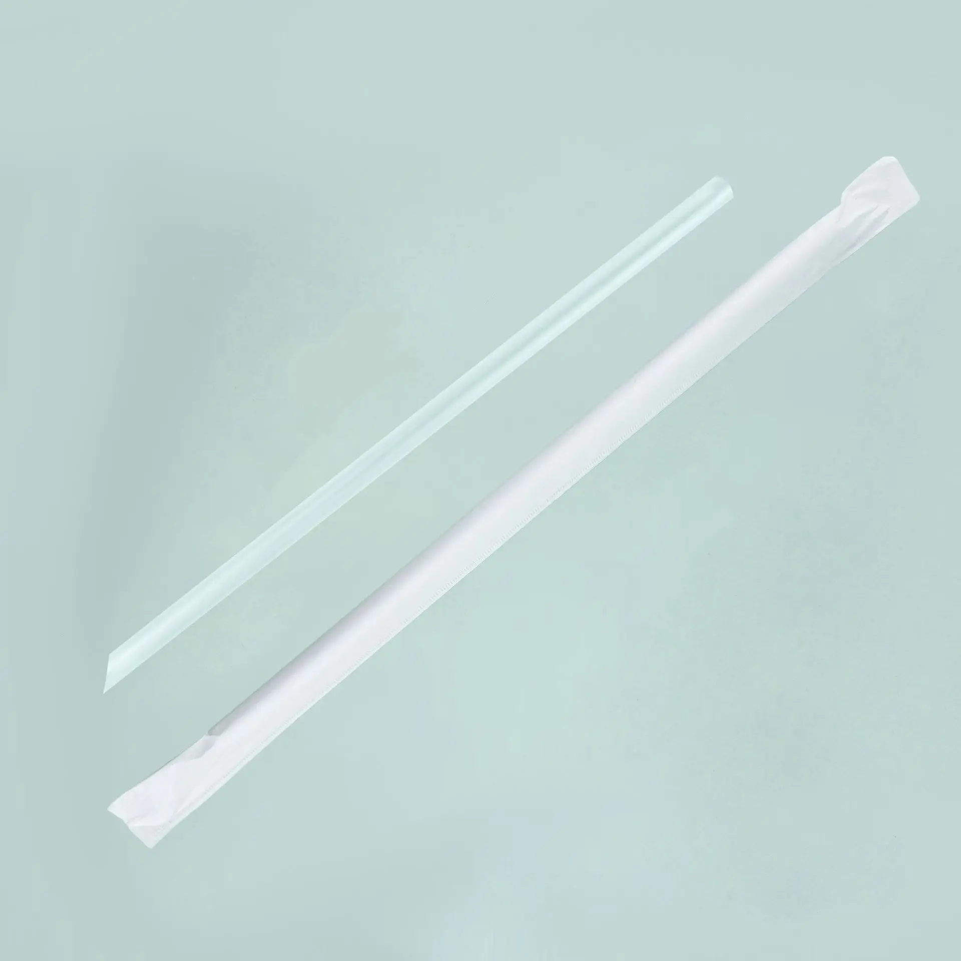 Potato Stop Clear Pointed Wrapped Straw, 9.1" Length x 6mm" Diameter,100pcs(50 Packs)