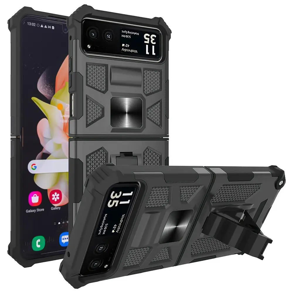 Motorola Razr 2023 Vertical Kickstand Black TPU Corner Edges Case