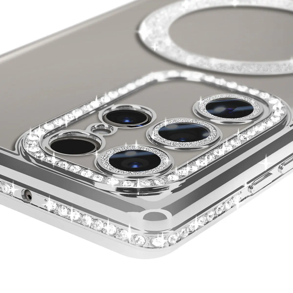 Samsung Galaxy S25 Ultra Magsafe Clear Case Diamond with Camera Protection Silver