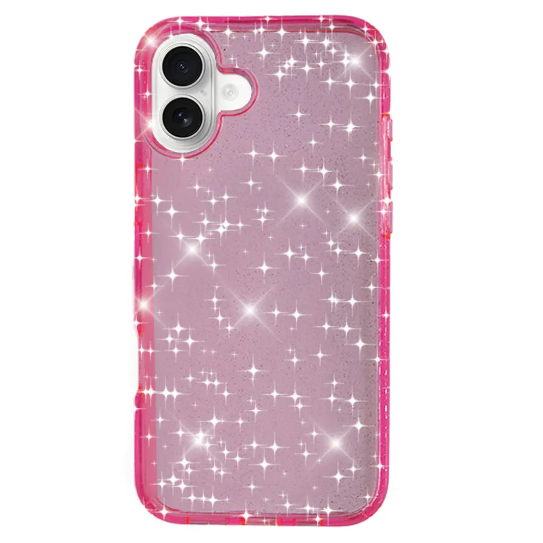 iPhone 16 Fleck Glitter Case Clear Pink