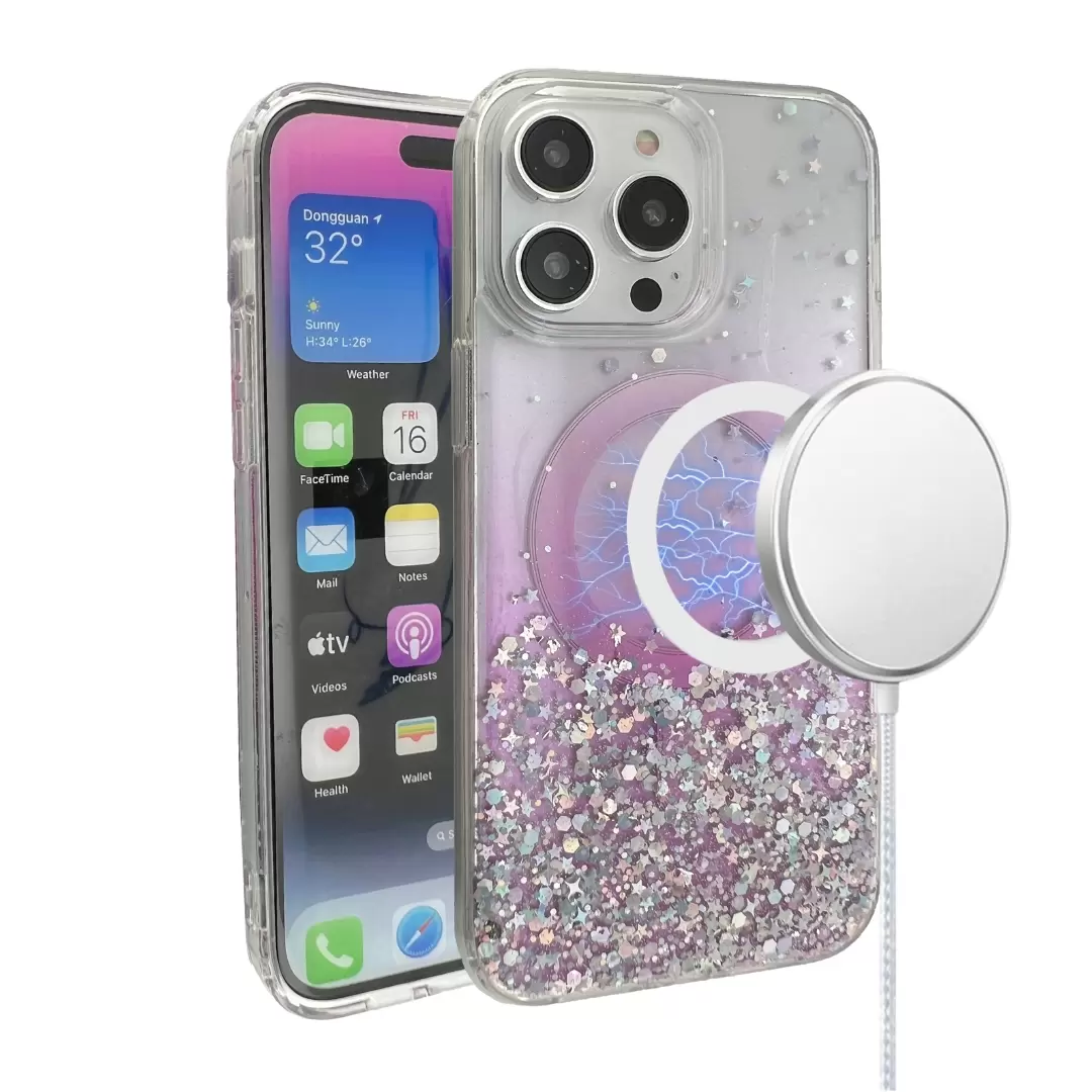 iPhone 14 Plus/iPhone 15 Plus Bling MagSafe Twotone Eco Pink
