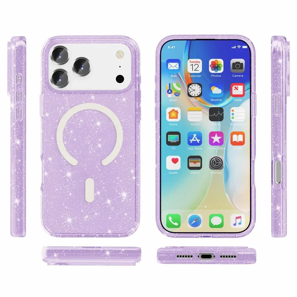 iPhone 18 Pro Max/iPhone 17 Pro Max Fleck Glitter Magsafe Case Purple (moq:25)