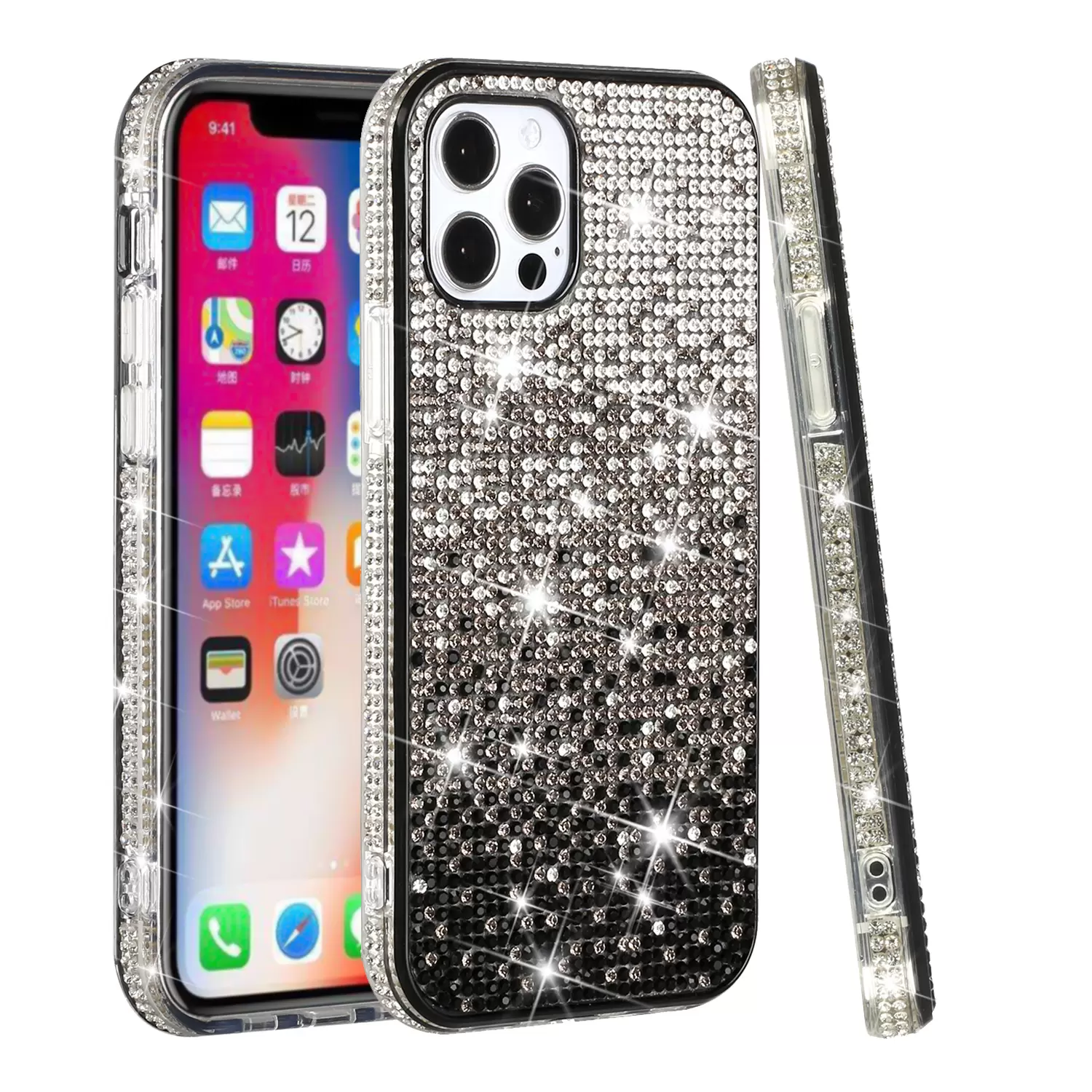 iPhone 15 Pro Max/iPhone 14 Pro Max Bling Party Diamond Black