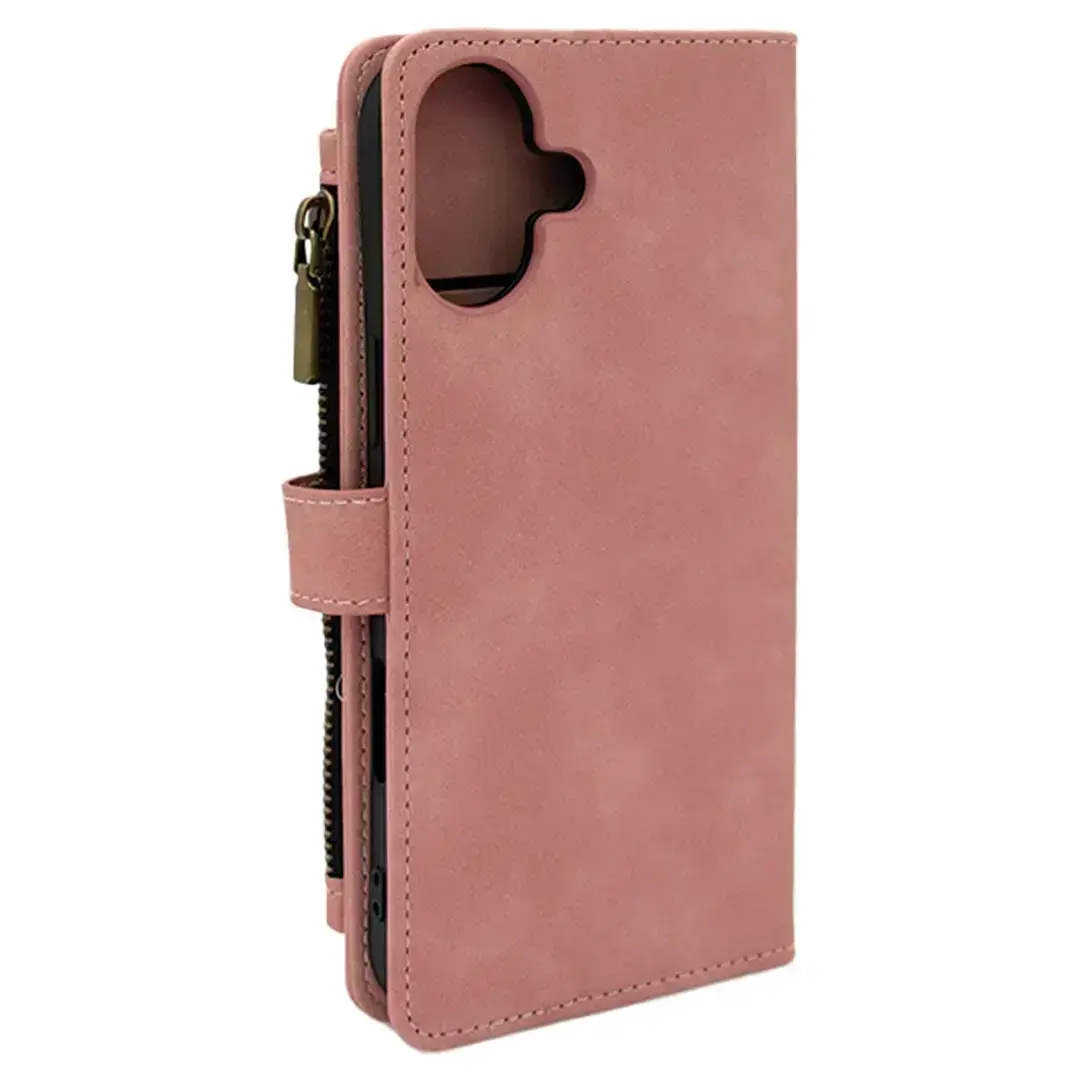 iPhone 17 Pro Max Premio Wallet Luxury with Zipper Case Rose Gold
