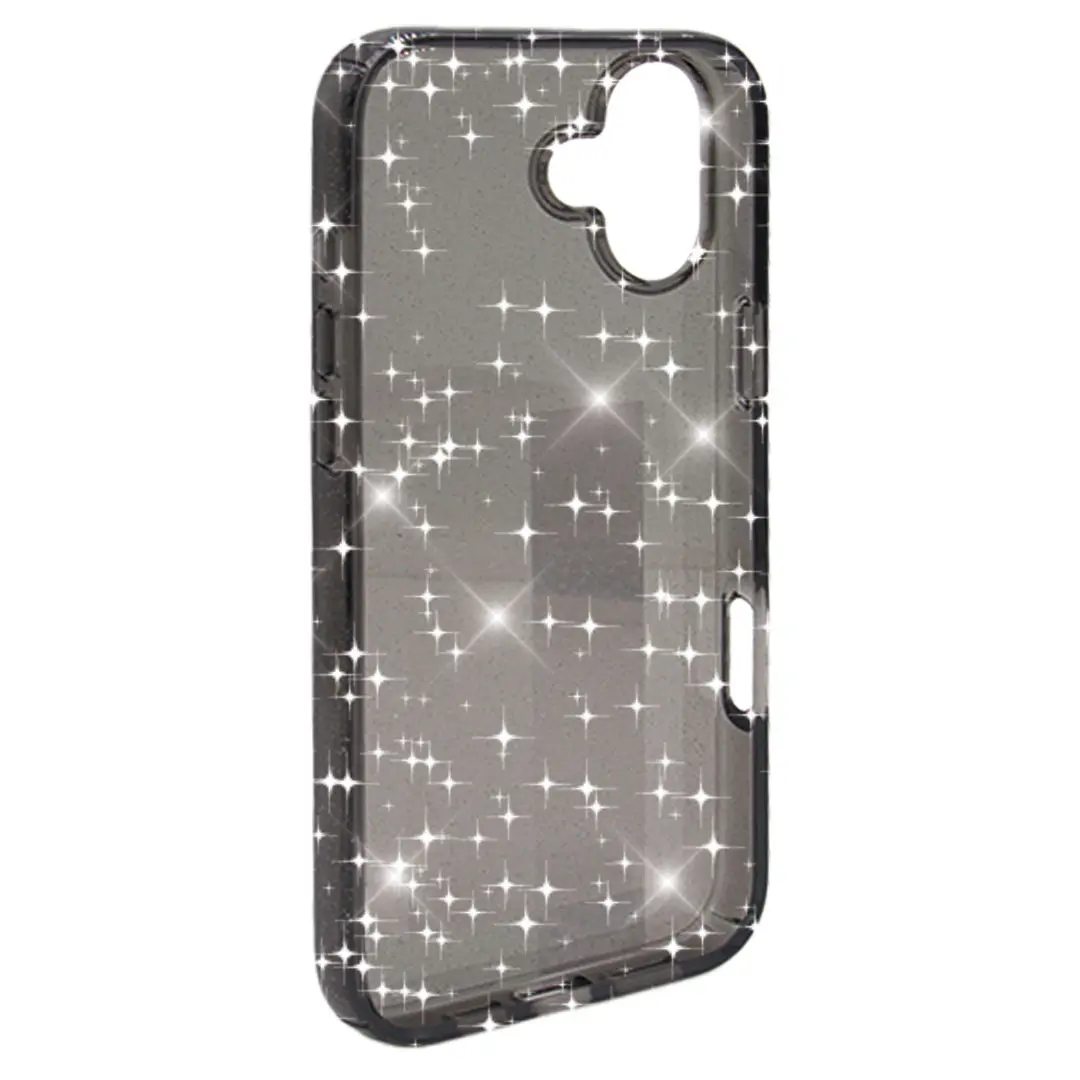 iPhone 16 Plus Fleck Glitter Case Clear Black