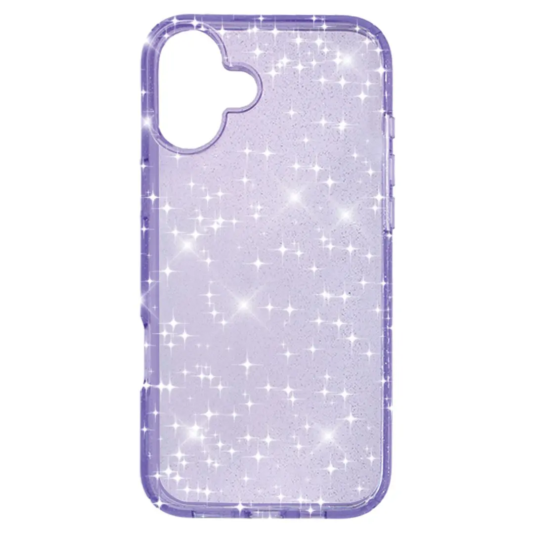 iPhone 16 Fleck Glitter Case Clear Purple