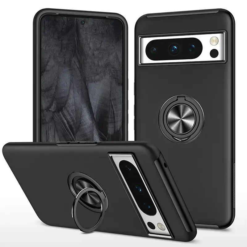 Google Pixel 10 Pro XL Magnetic Ring Stand Hybrid Case Black