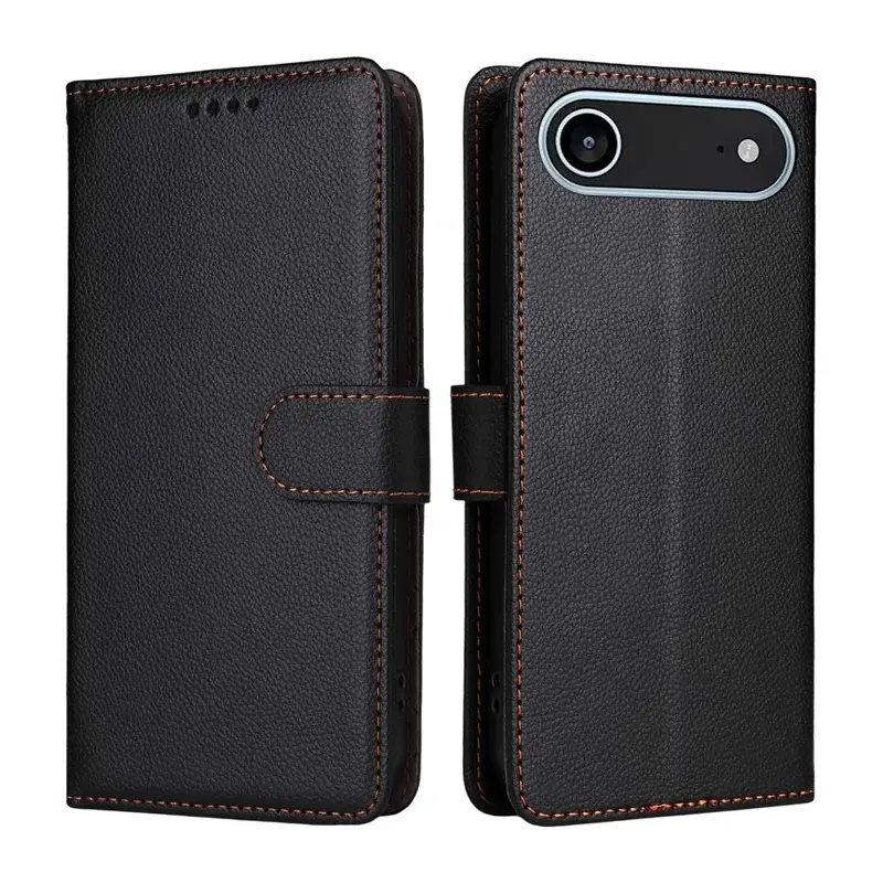 iPhone 17 Air PU Leather Wallet Case Black