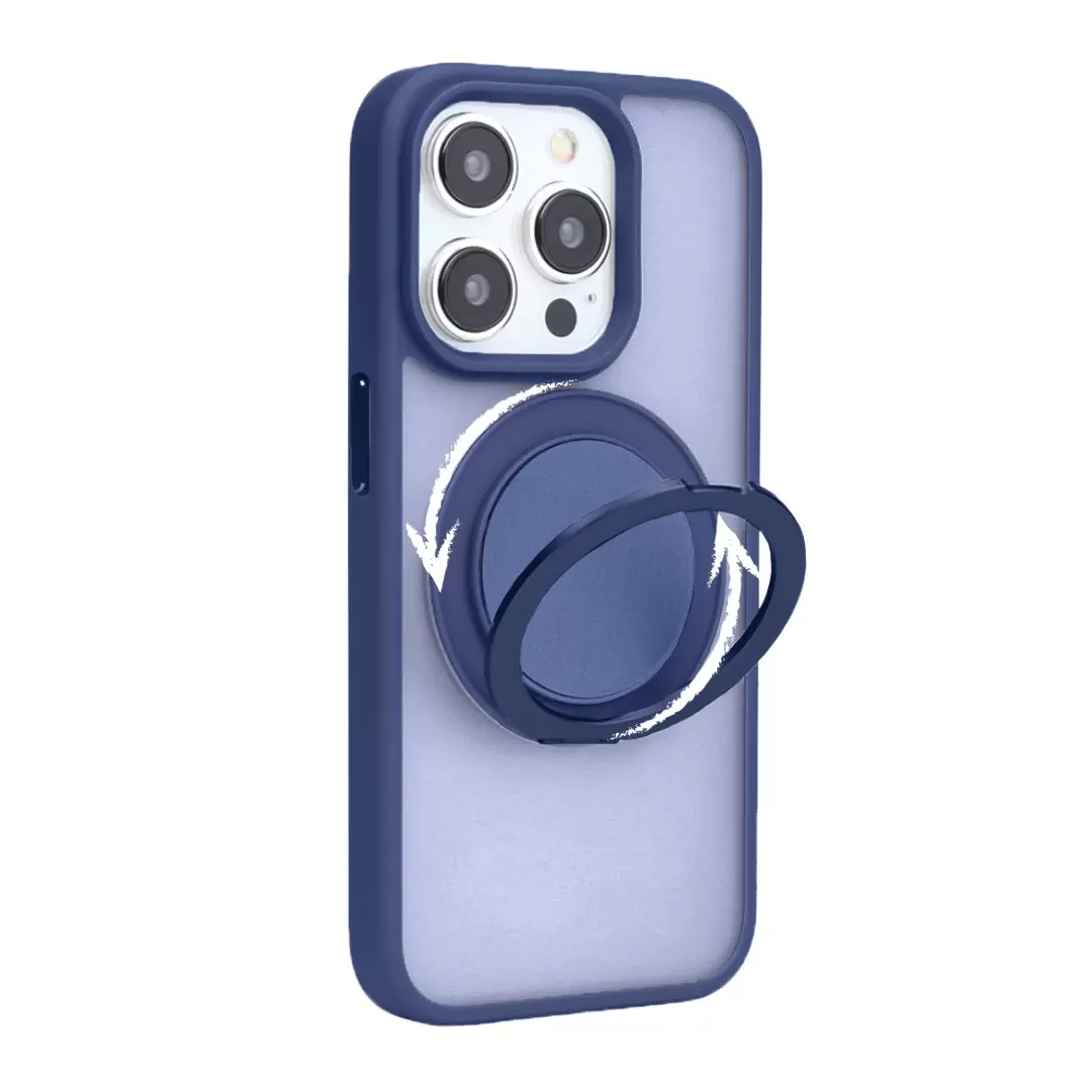 iPhone 15 Pro Max/iPhone 14 Pro Max MagSafe Cam Smoke Rotating Kickstand Dark Blue