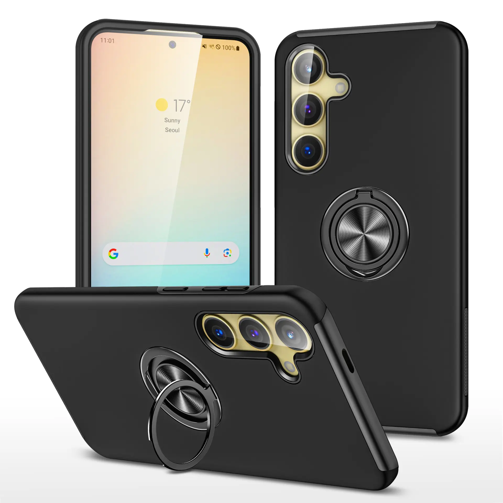 Samsung Galaxy Z Fold 7 Magnetic Ring Stand Hybrid Case Black