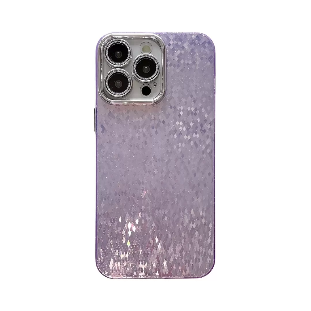 iPhone 13 Pro Max/iPhone 12 Pro Max Shiny Mosaic Rhombus Case Purple