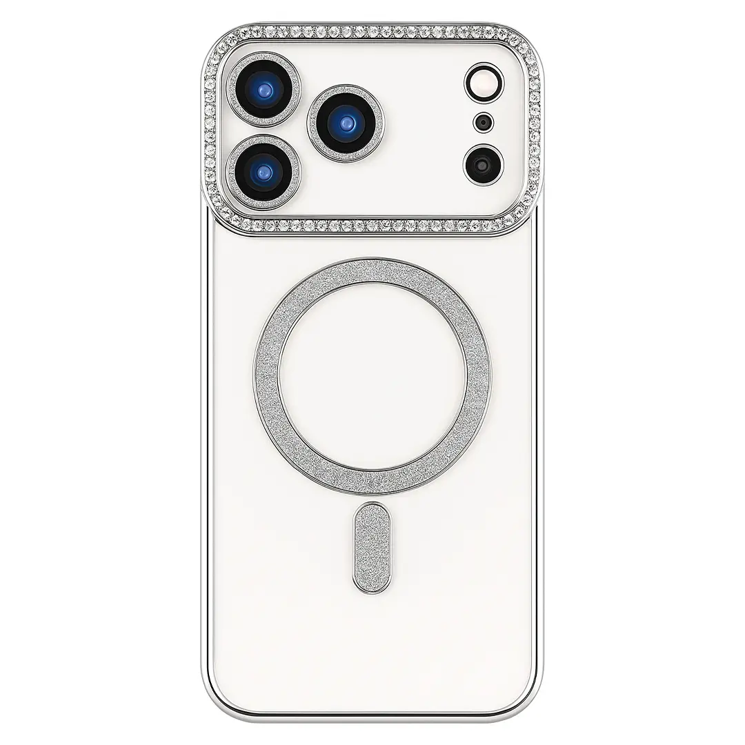 iPhone 17 Pro Magsafe Clear Case Diamond with Camera Protection Silver
