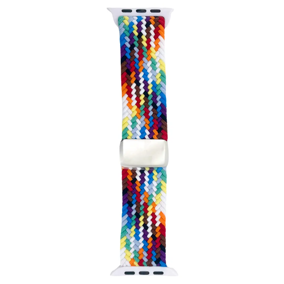 Apple Watch Band Weaving Rainbow Colors Silver 42/44/45/49