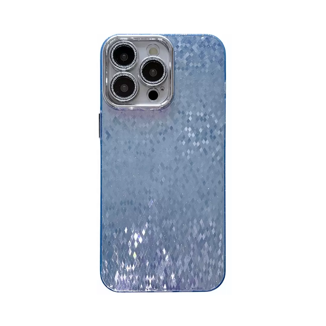 iPhone 13 Pro Max Shiny Mosaic Rhombus Case Blue