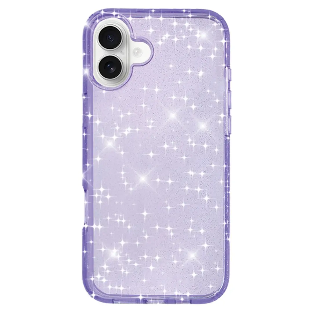 iPhone 16 Plus Fleck Glitter Case Clear Purple