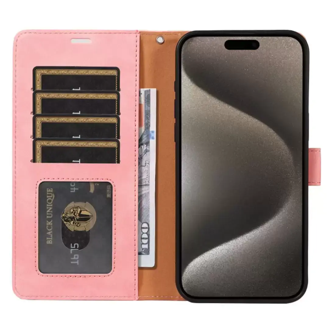 iPhone 17 Pro PU Leather Wallet Case Pink