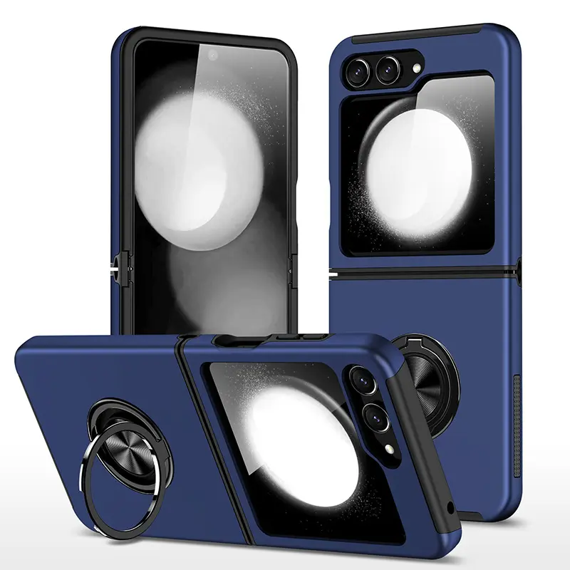 Samsung Galaxy Z Flip 7 Magnetic Ring Stand Hybrid Case Blue