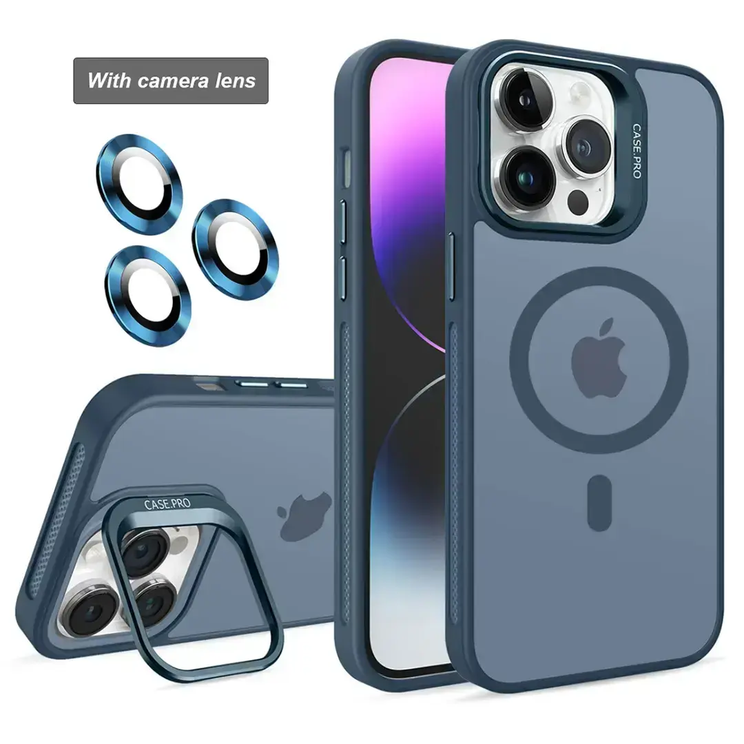 iPhone 17 Air MagSafe Smoke Camera Stand Case Dark Blue