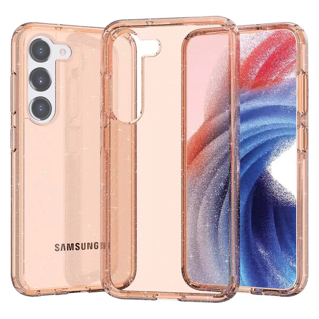 Samsung Galaxy S21 Plus Fleck Glitter Case Peach