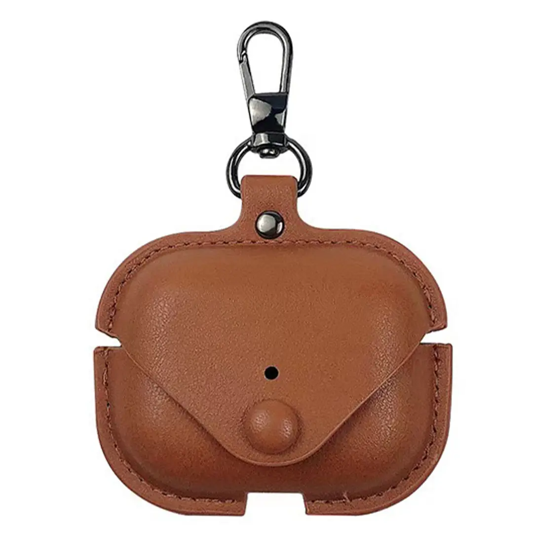 Airpods 4 Leather Case with Keychain Brown