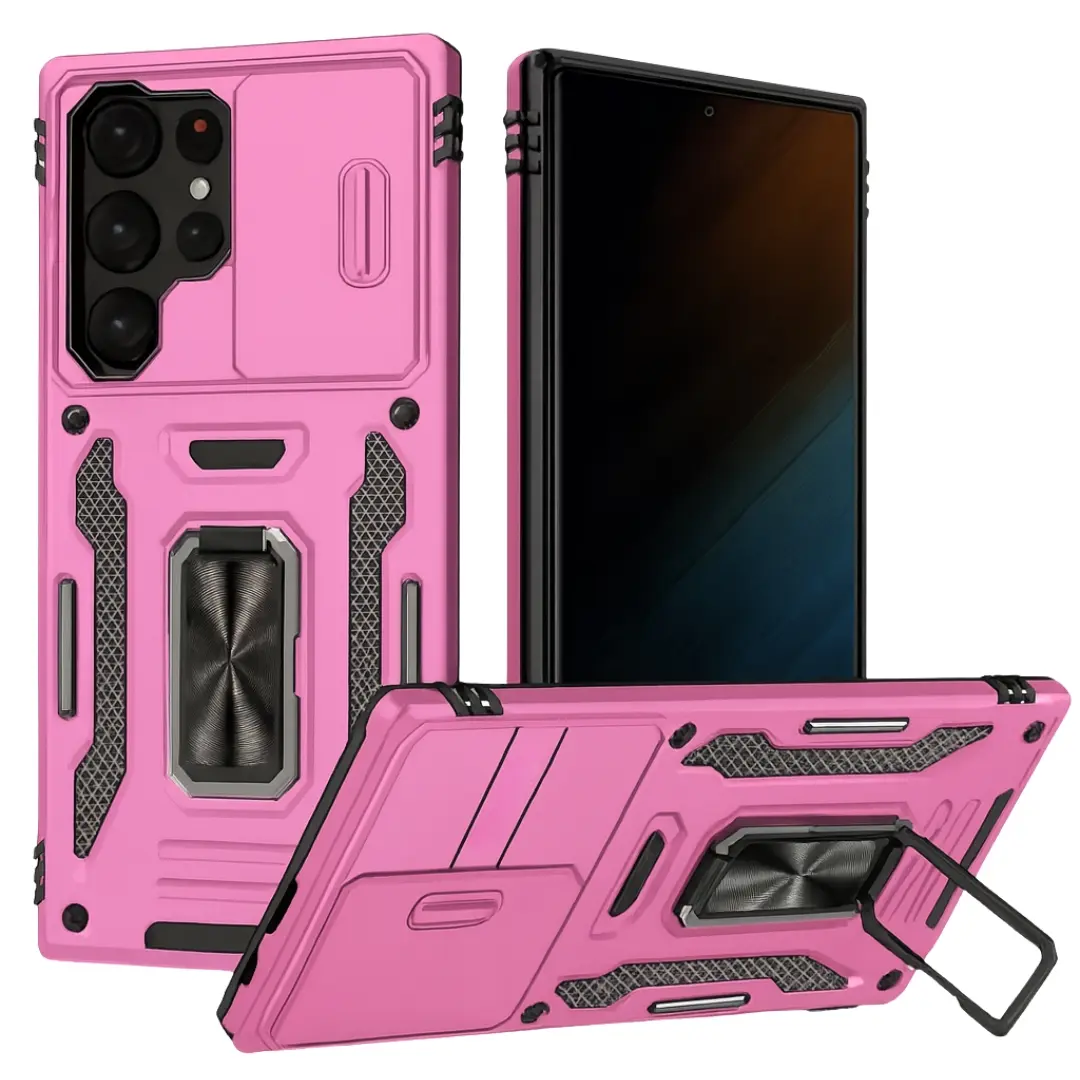 Samsung Galaxy S26 Ultra Metal Ring Movable Camera Window Case Pink