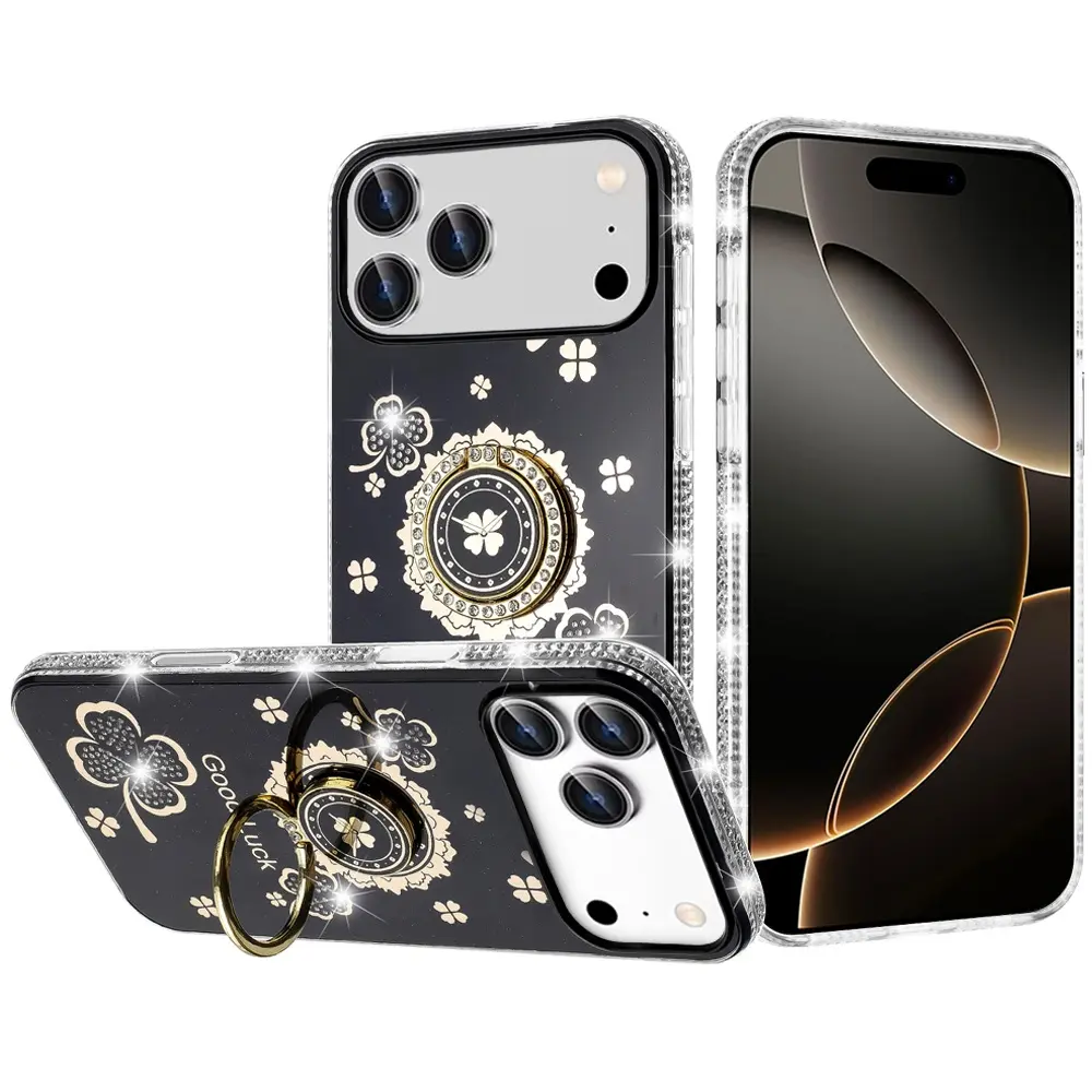 iPhone 17 Pro Max Bling Diamond Lucky Case Black