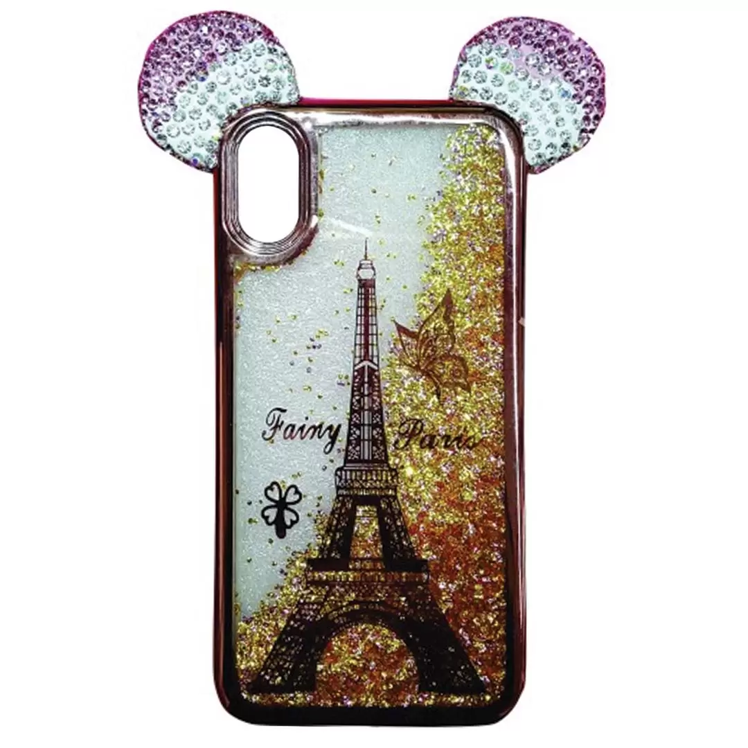 iPhone X Waterfall Mickey Ears Case Eiffel Tower Rose Gold