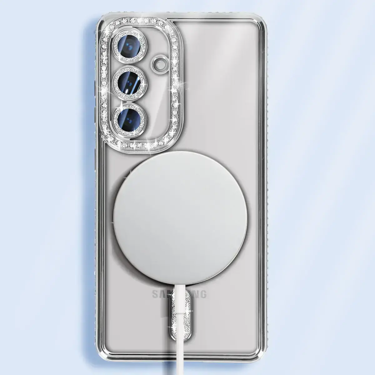 iPhone 17 Air Magsafe Clear Case Diamond with Camera Protection Silver