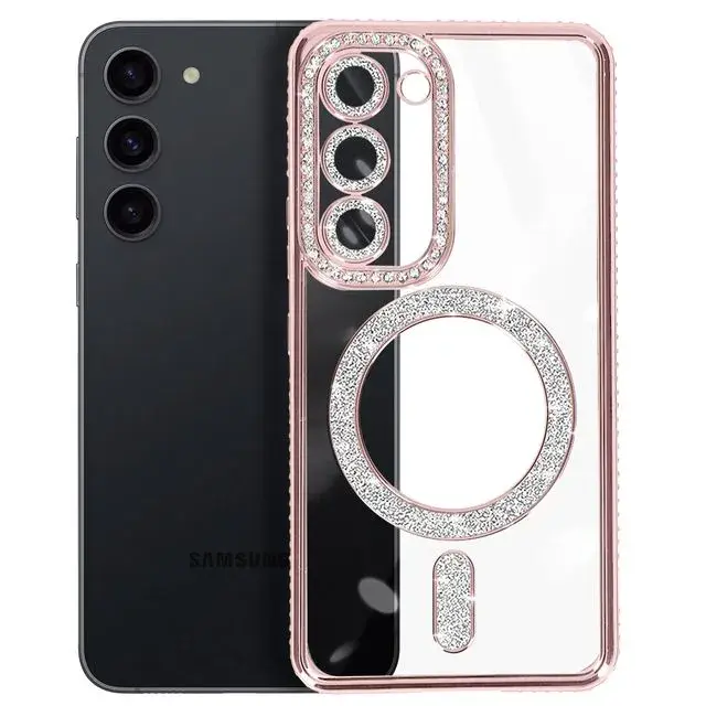 iPhone 17 Air Magsafe Clear Case Diamond with Camera Protection Rose Gold
