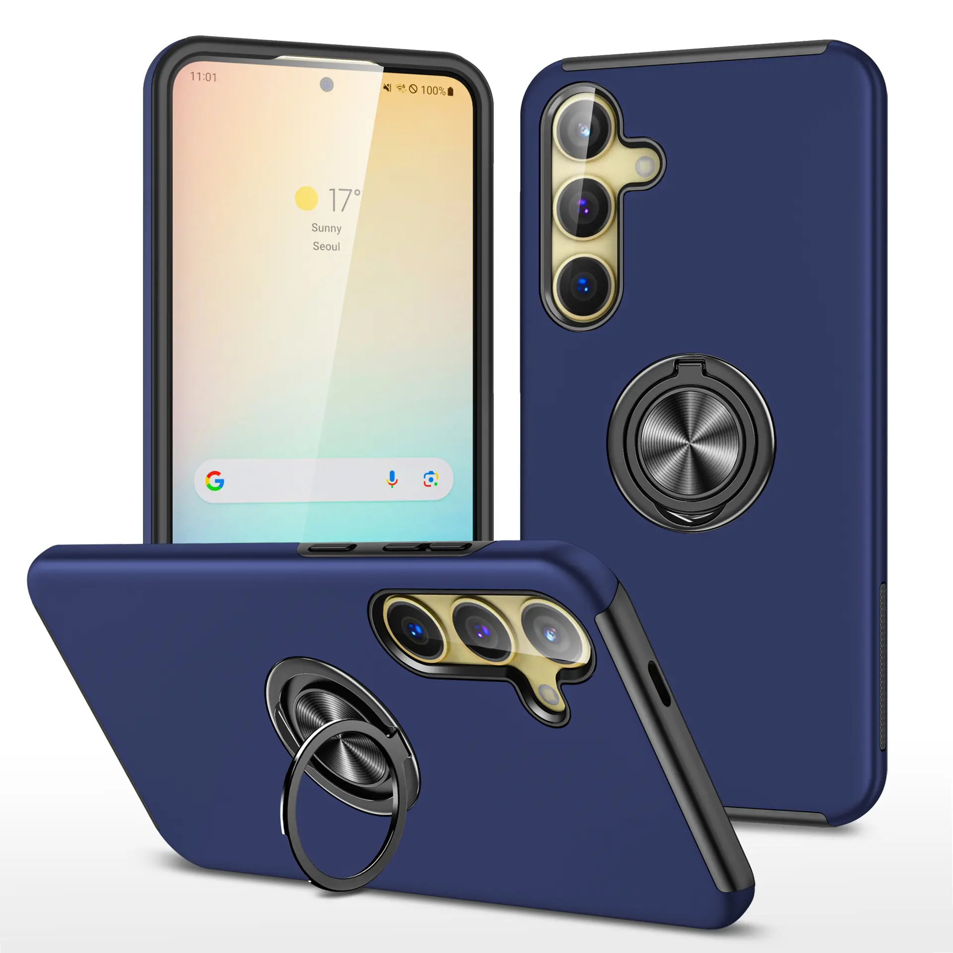 Samsung Galaxy Z Fold 7 Magnetic Ring Stand Hybrid Case Blue