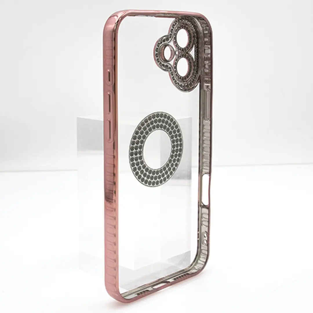 iPhone 16 Clear Case Diamond with Camera Protection Rose Gold