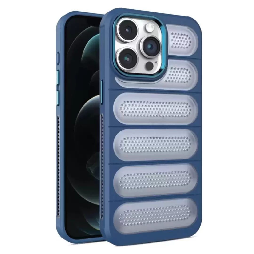 iPhone 15 Plus/iPhone 14 Plus Mesh Cooling Case Dark Blue