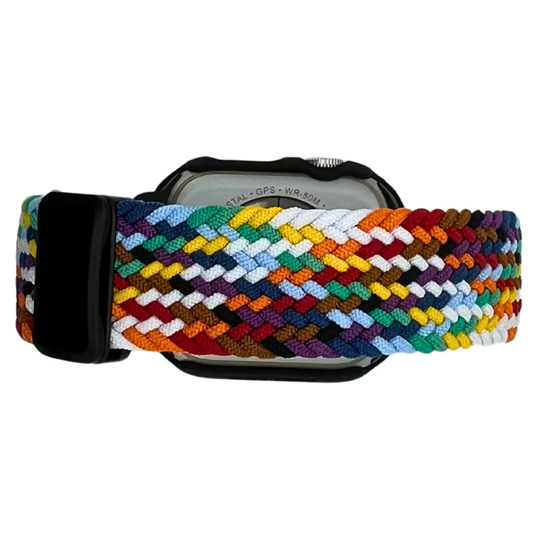 Apple Watch Band Weaving Rainbow Colors Black 38/40/41