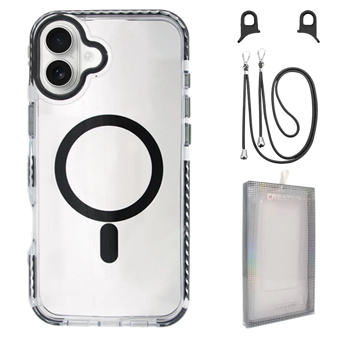 iPhone 16 Magsafe Clear Twotone Case with Lanyard Black