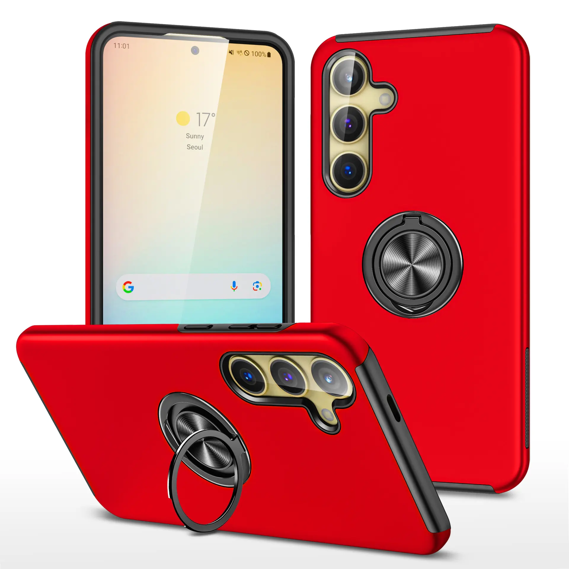 Samsung Galaxy Z Fold 7 Magnetic Ring Stand Hybrid Case Red